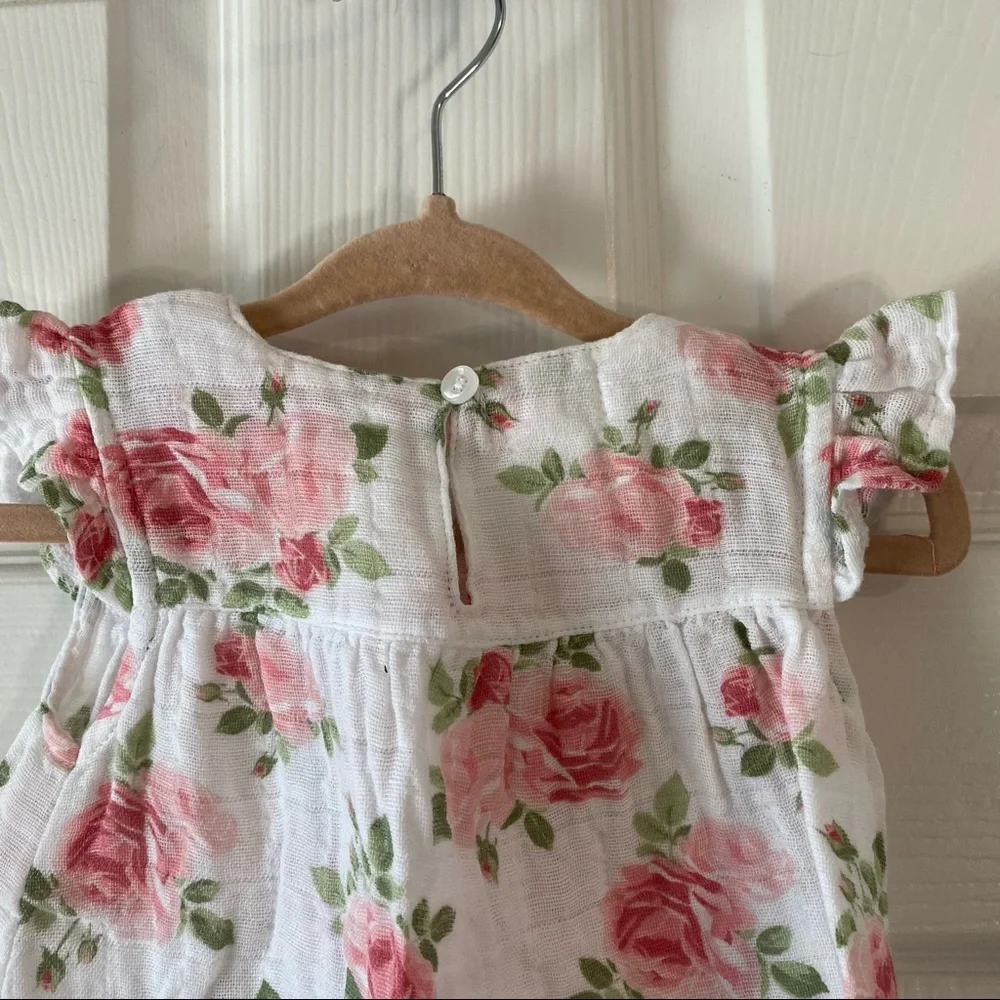 Mud Pie baby girls linen rose floral dress - Picture 6 of 7